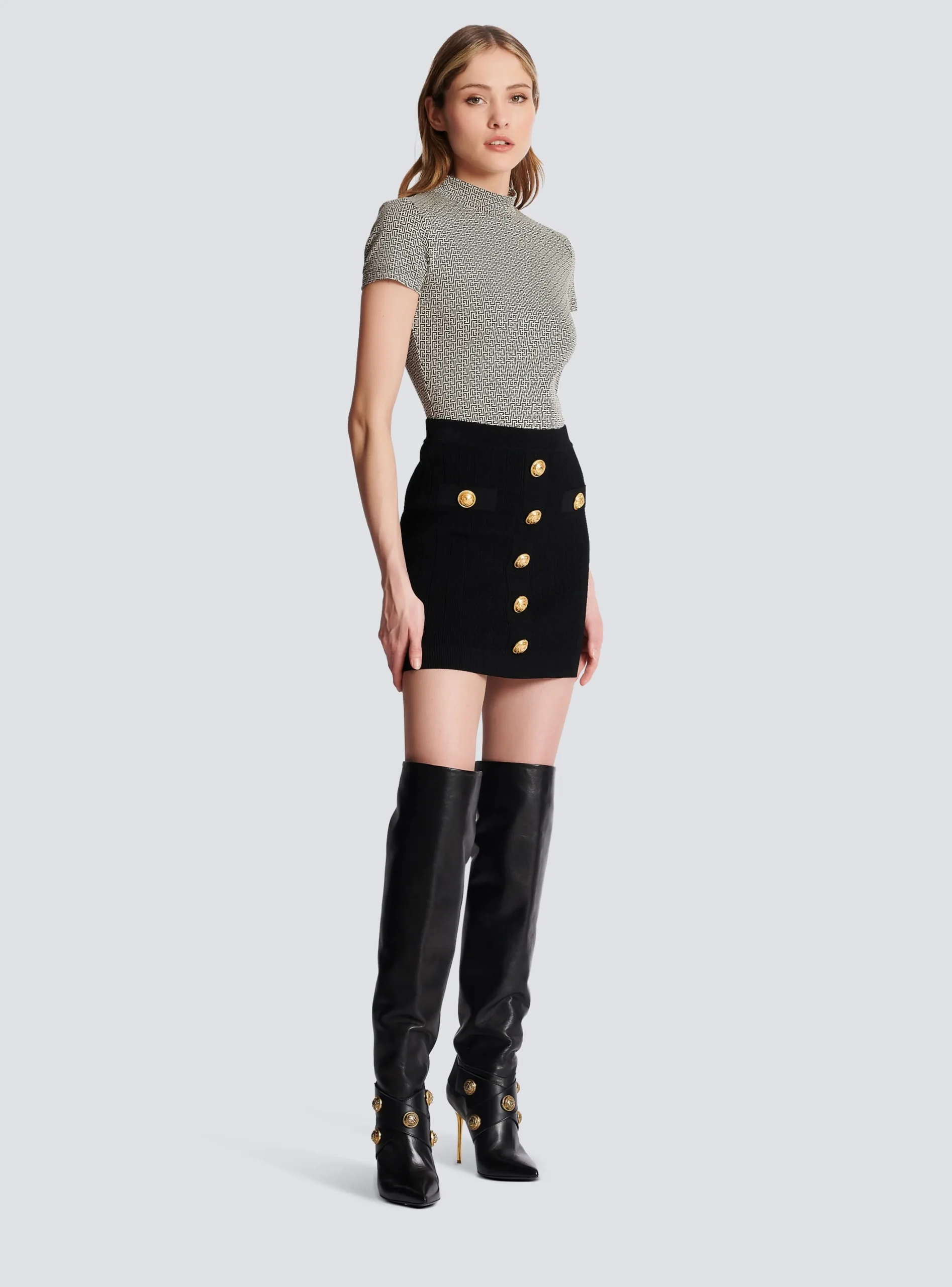Knit Skirt With Buttons-Balmain Fashion