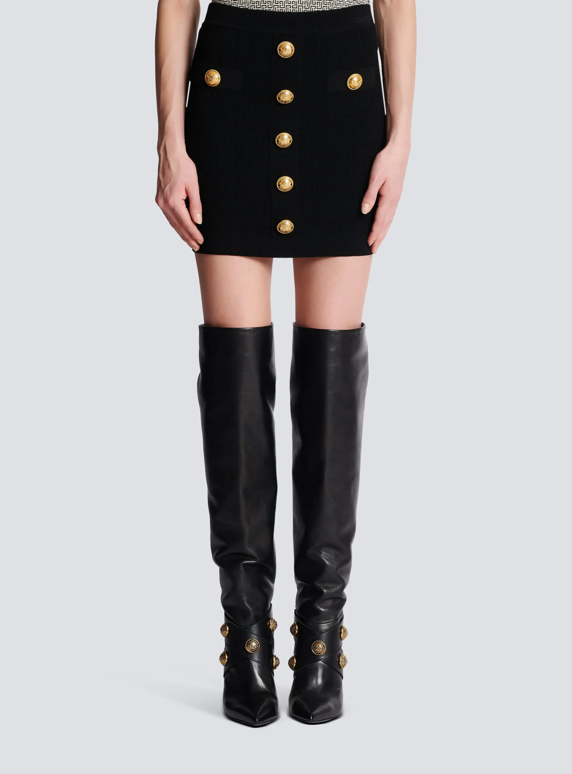 Knit Skirt With Buttons-Balmain Fashion