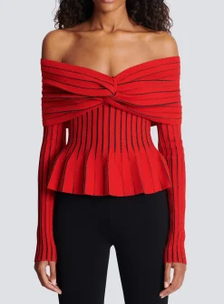 Knotted Off-the-shoulder Top-Balmain Discount