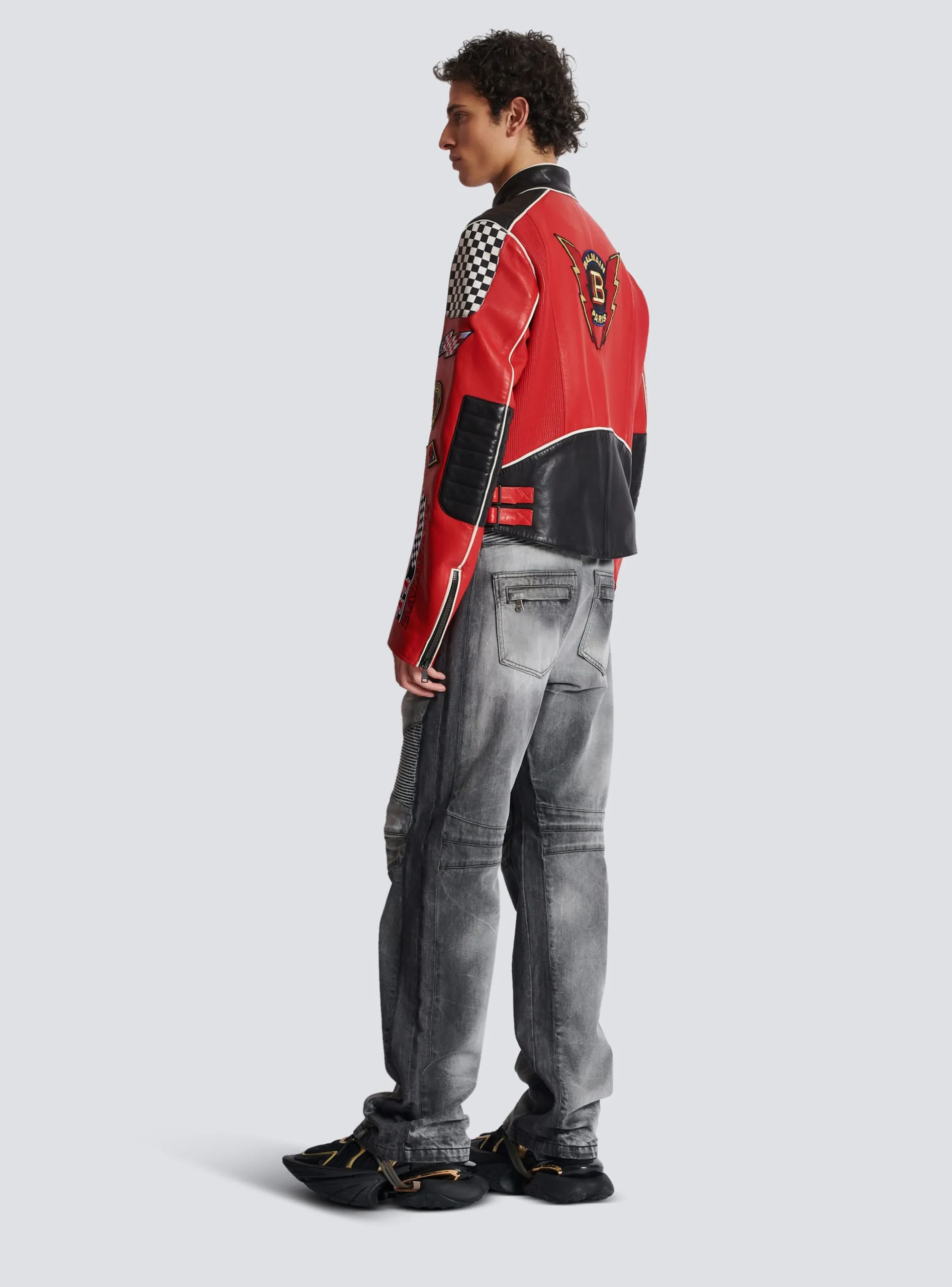 Lambskin Jacket With Racing Patches-Balmain Cheap