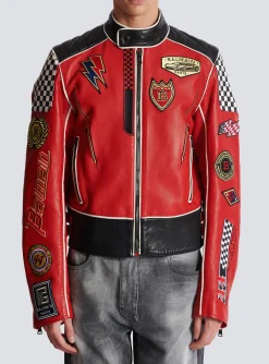 Lambskin Jacket With Racing Patches-Balmain Cheap