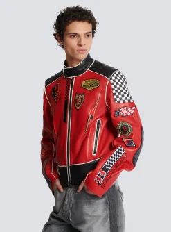 Lambskin Jacket With Racing Patches-Balmain Cheap