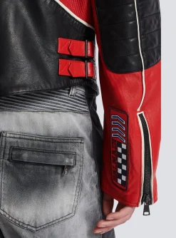 Lambskin Jacket With Racing Patches-Balmain Cheap