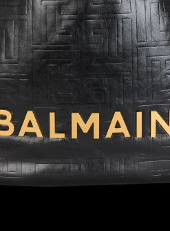 Large 1945 Soft Hobo Bag In Embossed Crinkled Calfskin With A PB Labyrinth Monogram-Balmain Fashion