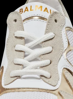 Leather And Mesh Trainers-Balmain New