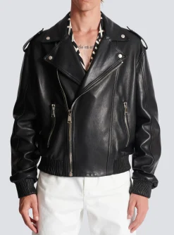 Leather Bomber Jacket-Balmain Online