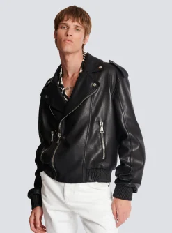 Leather Bomber Jacket-Balmain Online