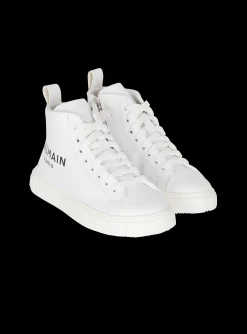 Leather High-top Trainers-Balmain Shop