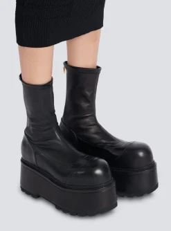 Leather Platform Boots-Balmain Store