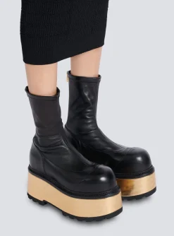 Leather Platform Boots-Balmain Outlet