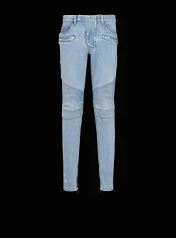 Light Denim Biker Jeans-Balmain Store
