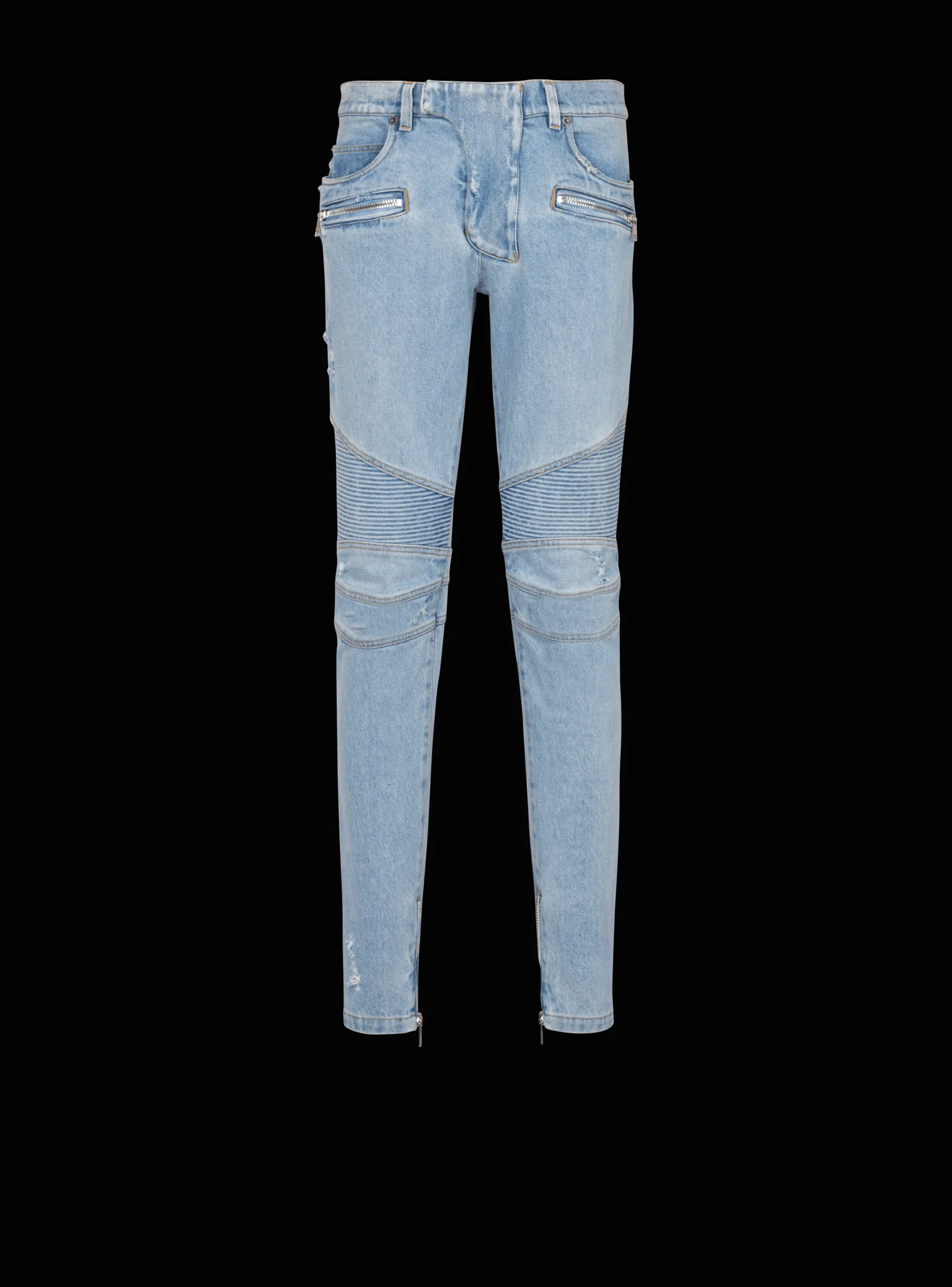Light Denim Biker Jeans-Balmain Store