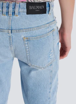 Light Denim Biker Jeans-Balmain Store