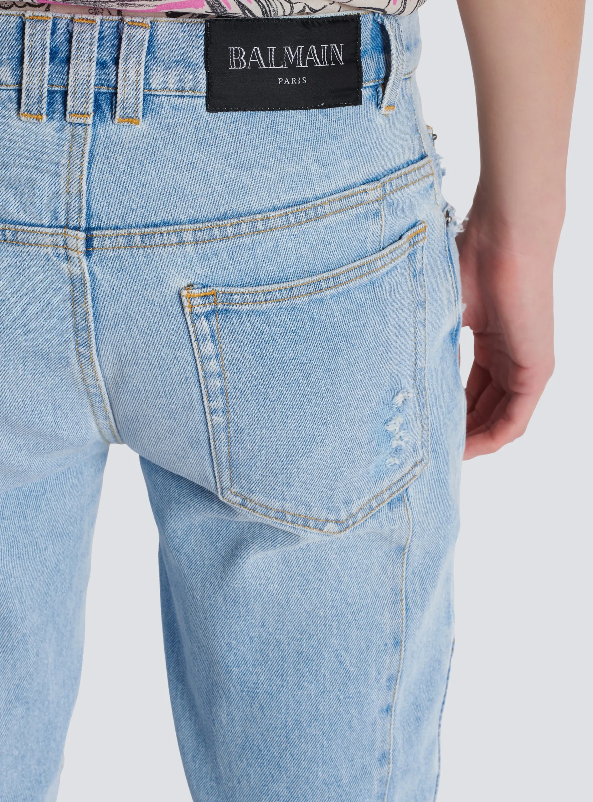 Light Denim Biker Jeans-Balmain Store