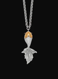 Long Carp Necklace In Brass And Crystals-Balmain Sale