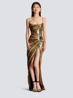 Long Dress With Sequin Embroidery-Balmain Store