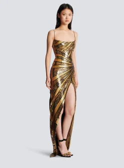 Long Dress With Sequin Embroidery-Balmain Store