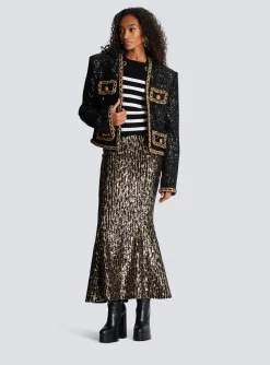 Long Skirt With Sequin Embroidery-Balmain Clearance