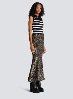 Long Skirt With Sequin Embroidery-Balmain Clearance