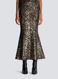 Long Skirt With Sequin Embroidery-Balmain Clearance