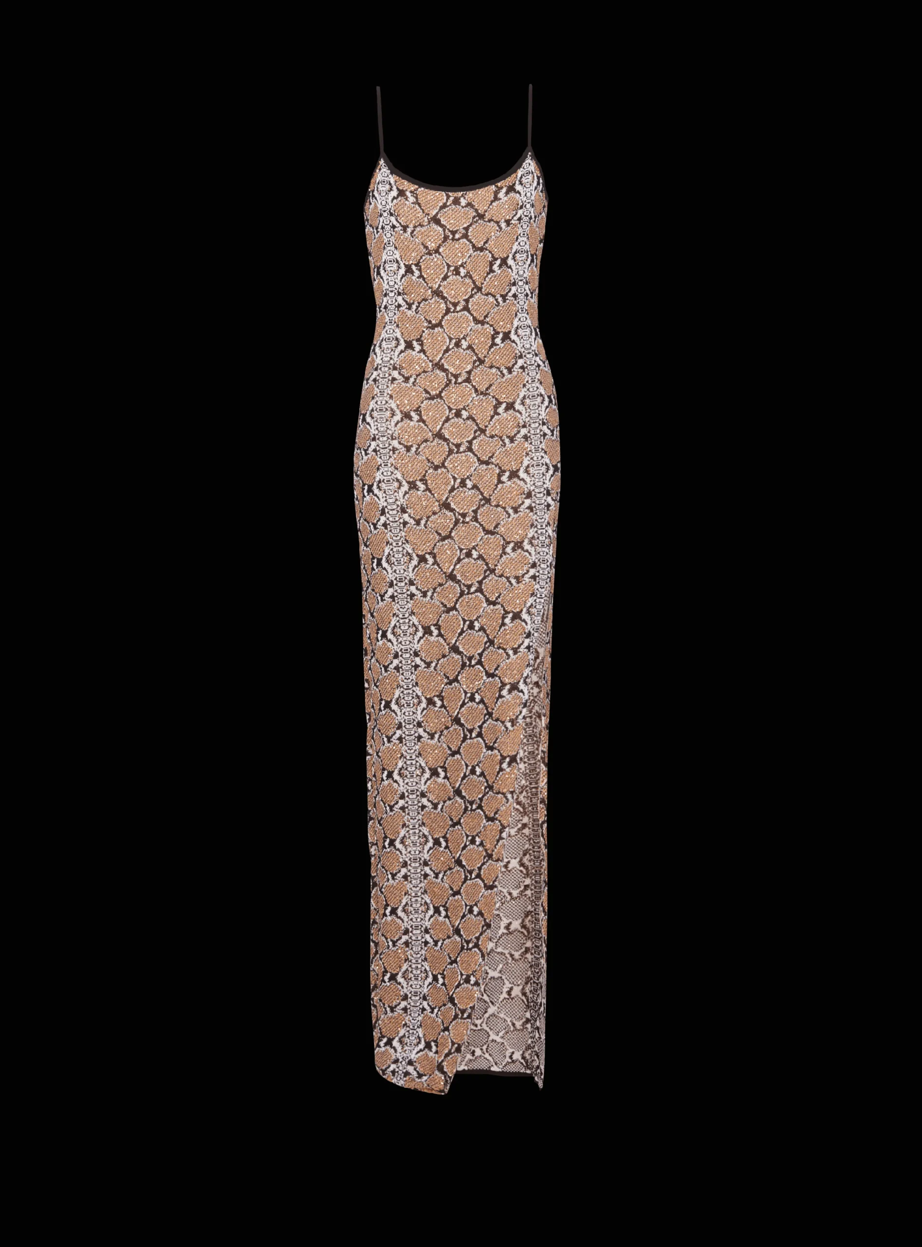 Long Strappy Snakeskin Knit Dress-Balmain Flash Sale