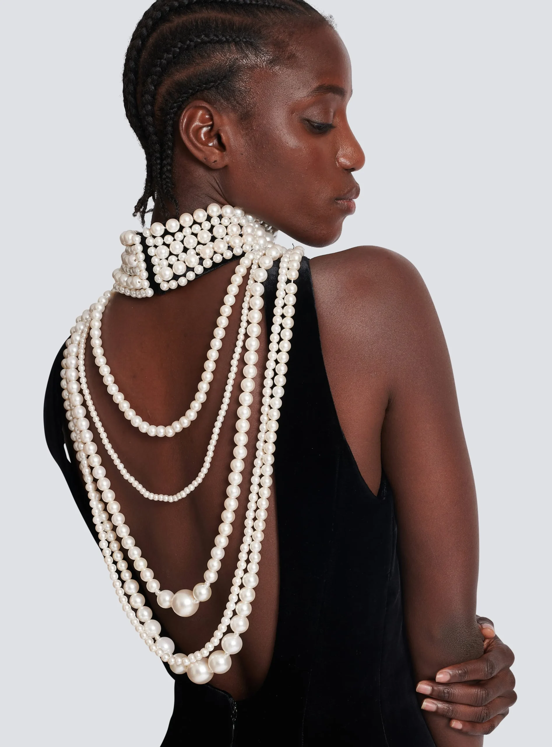 Long Velvet Halterneck Dress-Balmain Discount