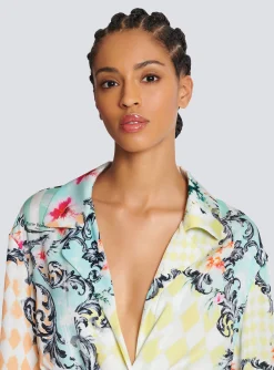 Loose Belted Shirt With Baroque Print-Balmain Cheap