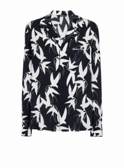 Loose Shirt With Swallow Print-Balmain Sale