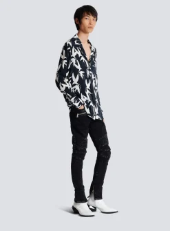 Loose Shirt With Swallow Print-Balmain Sale