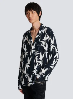 Loose Shirt With Swallow Print-Balmain Sale