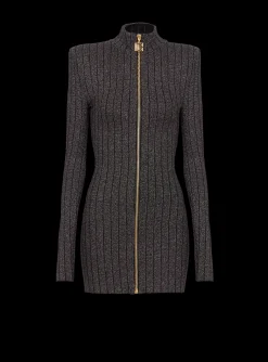Lurex Knit Zip Dress-Balmain Outlet