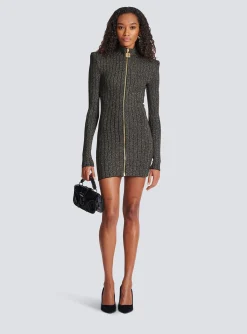 Lurex Knit Zip Dress-Balmain Outlet