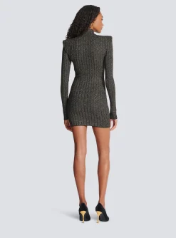 Lurex Knit Zip Dress-Balmain Outlet