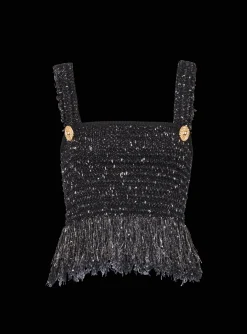 Lurex Tweed Strappy Top-Balmain Store