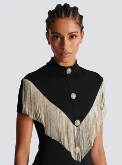 Metal Short Fringed Dress-Balmain Hot