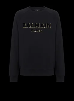 Metallic Flocked Sweatshirt-Balmain Best Sale