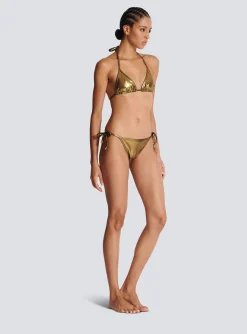 Metallic Triangle Bikini-Balmain Fashion