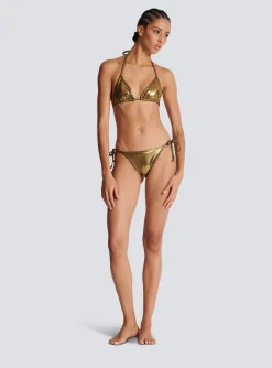 Metallic Triangle Bikini-Balmain Fashion