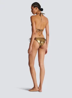 Metallic Triangle Bikini-Balmain Fashion