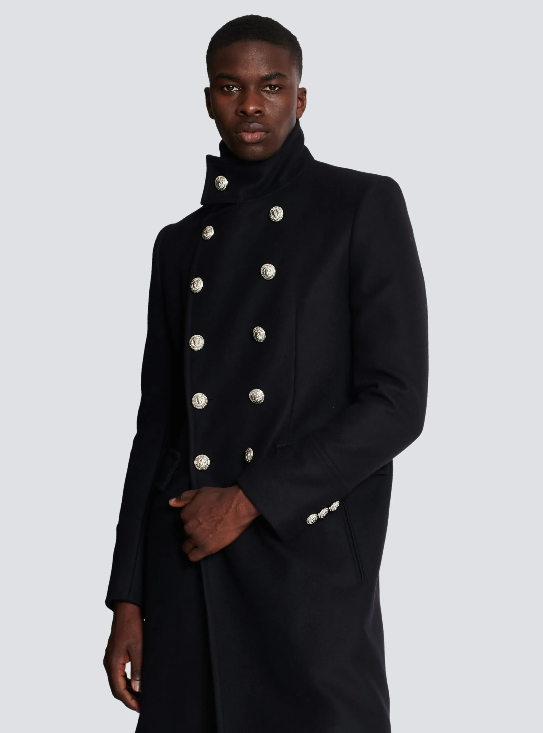 Mid-length Military-style Coat-Balmain Flash Sale
