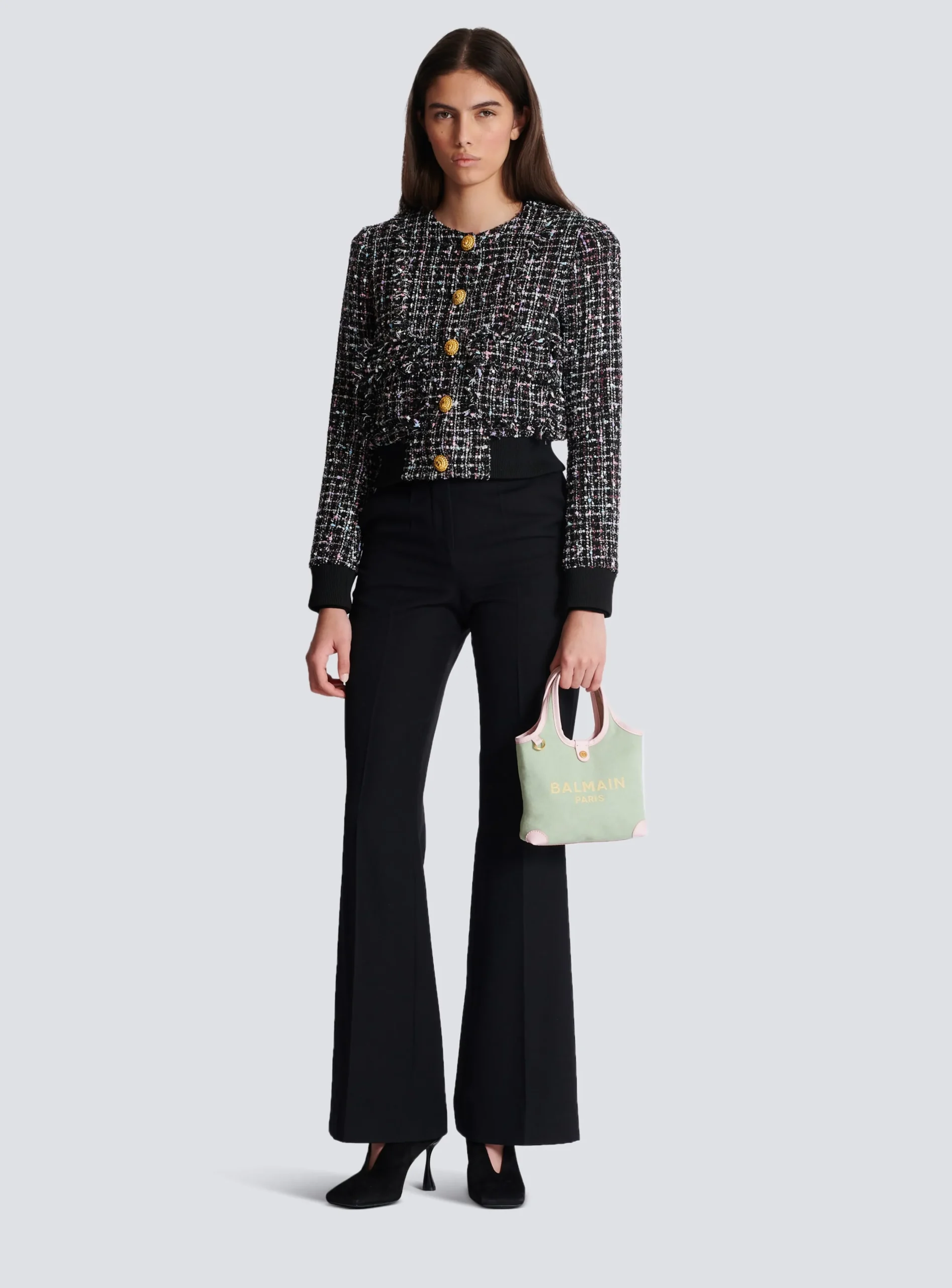 Mini Canvas And Leather B-Army Grocery Bag-Balmain Discount