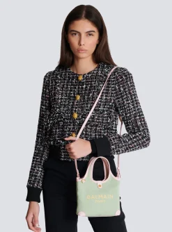 Mini Canvas And Leather B-Army Grocery Bag-Balmain Discount
