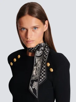 Mini Monogram And Paisley Reversible Scarf-Balmain Sale