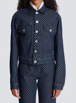 Mini Monogram Jacquard Denim Jacket-Balmain Cheap