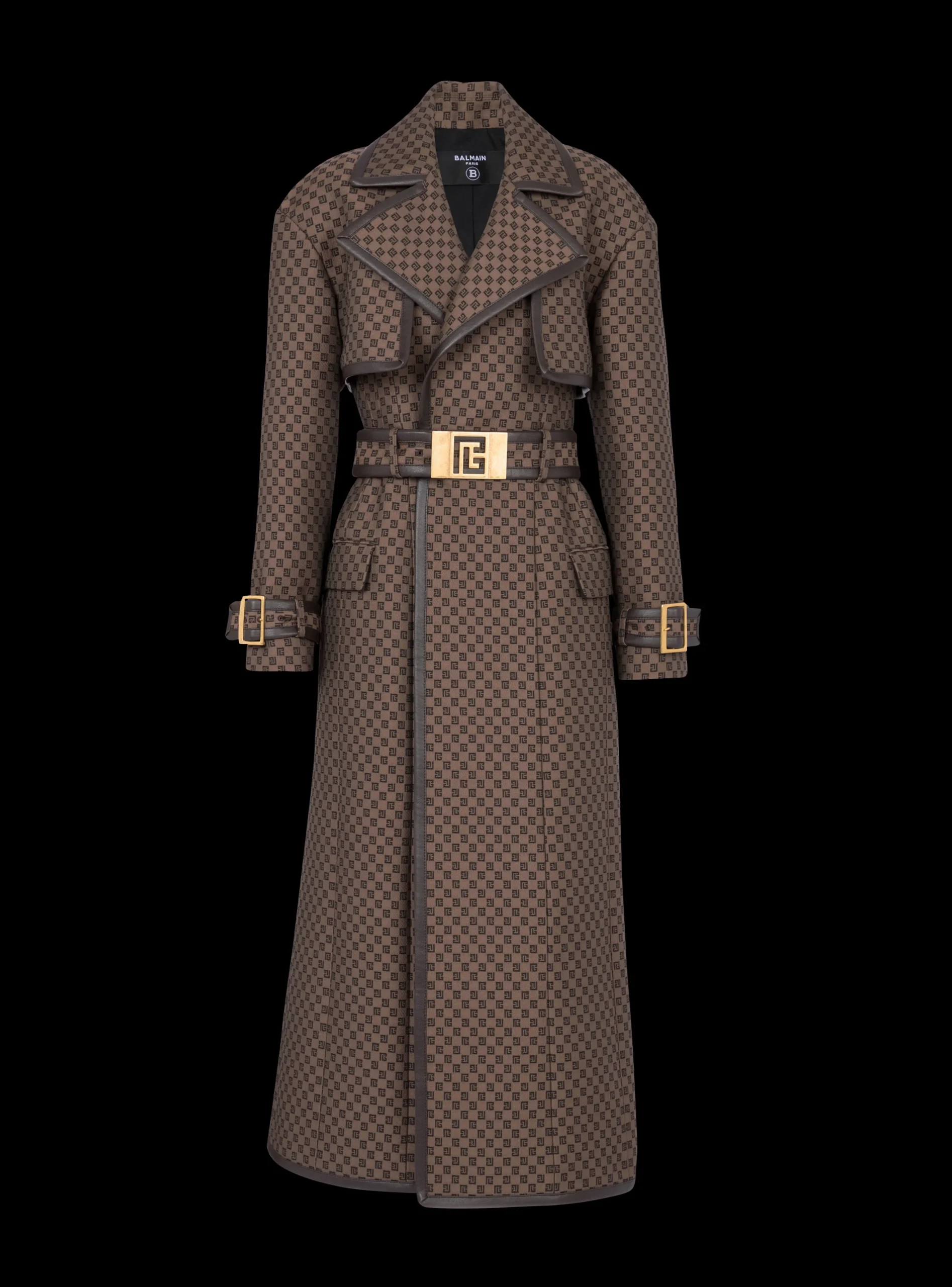 Mini Monogram Jacquard Trench Coat-Balmain Outlet