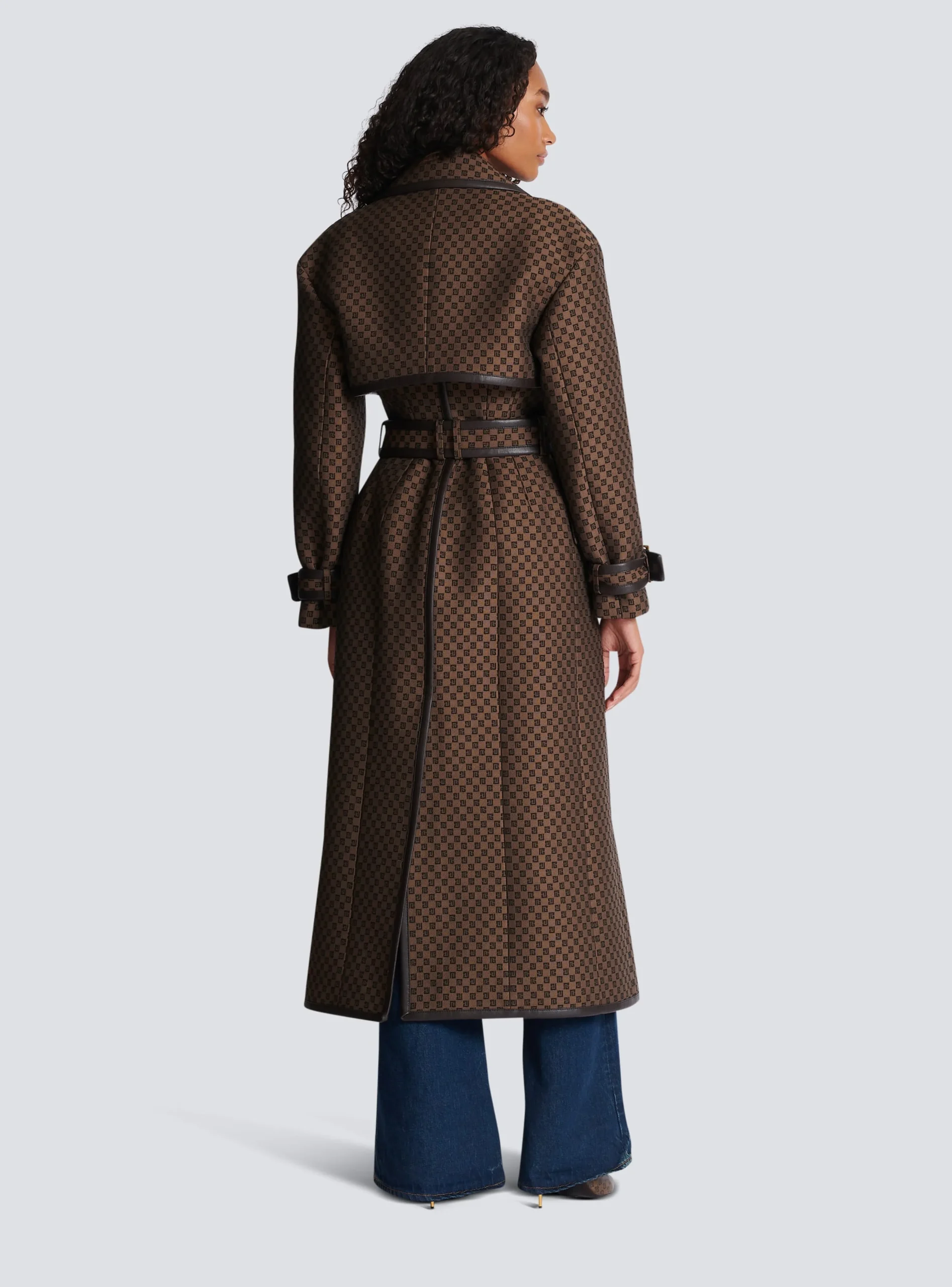 Mini Monogram Jacquard Trench Coat-Balmain Outlet