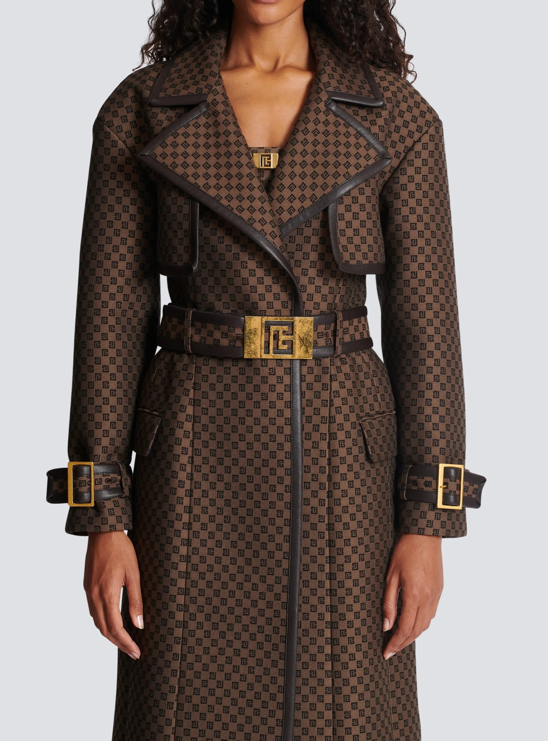 Mini Monogram Jacquard Trench Coat-Balmain Outlet