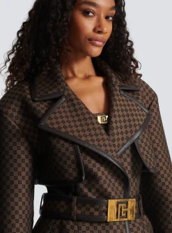 Mini Monogram Jacquard Trench Coat-Balmain Outlet