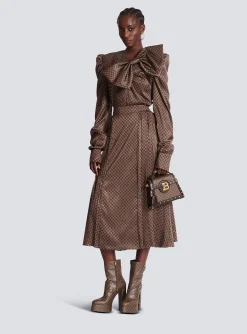 Mini Monogram Pleated Midi Skirt-Balmain Hot