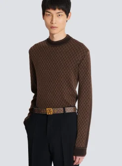 Mini Monogrammed Waxed Canvas Belt-Balmain New